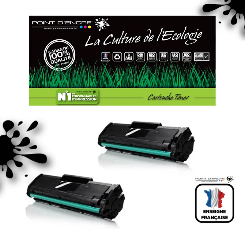 MLT-D101S / 101- 2 X NOIR - Grande capacité Marque Francaise POINT D'ENCRE SU799A / SU810A pour Imprimantes compatibles Samsung (clsa)