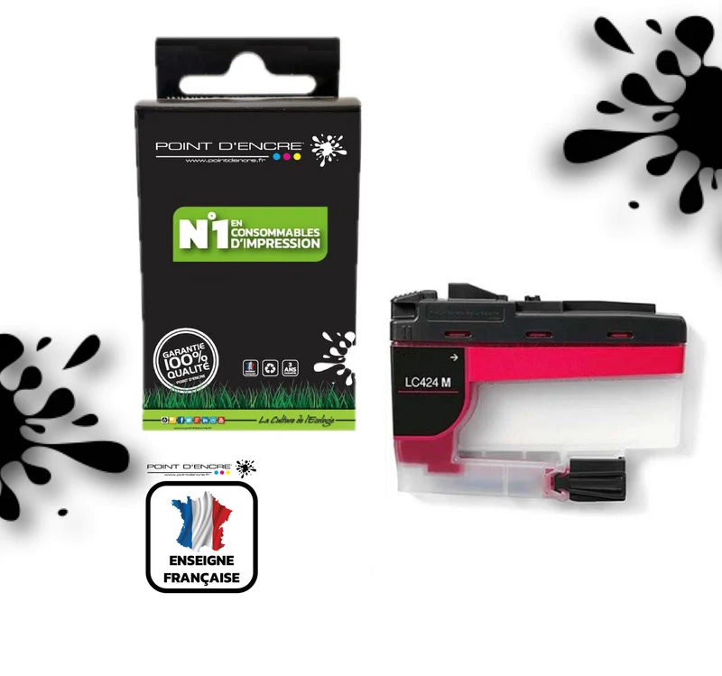 LC424 - MAGENTA - Grande capacité de Marque Française POINT D'ENCRE Pour imprimante compatible BROTHER (ceb)