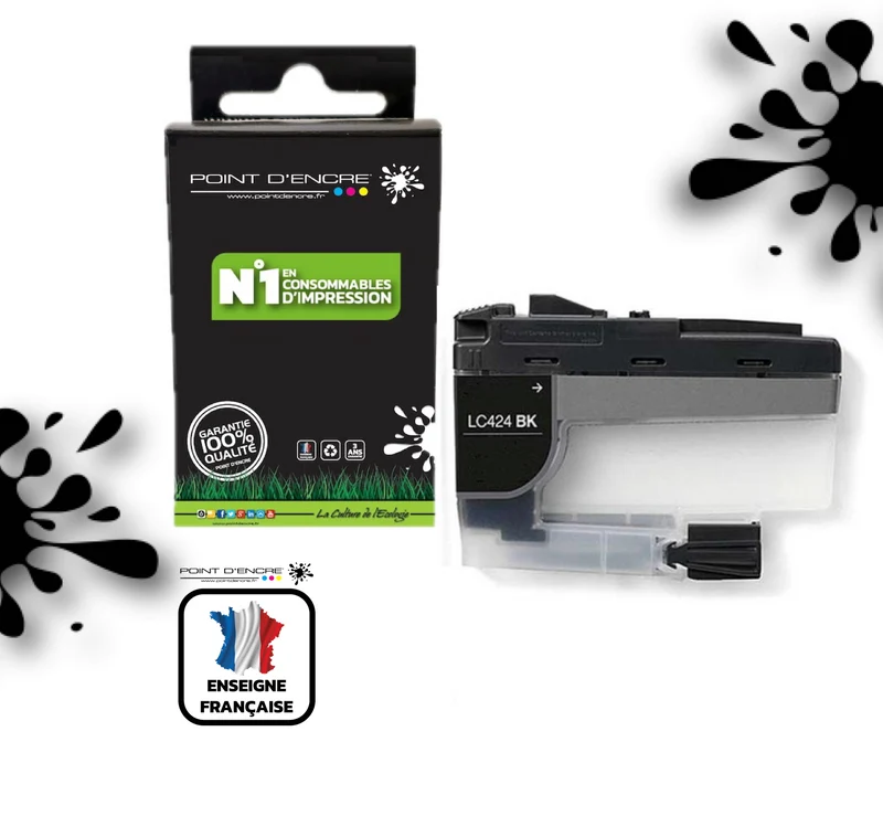 LC424 - NOIR - Grande capacité de Marque Française POINT D'ENCRE Pour imprimante compatible BROTHER (ceb)
