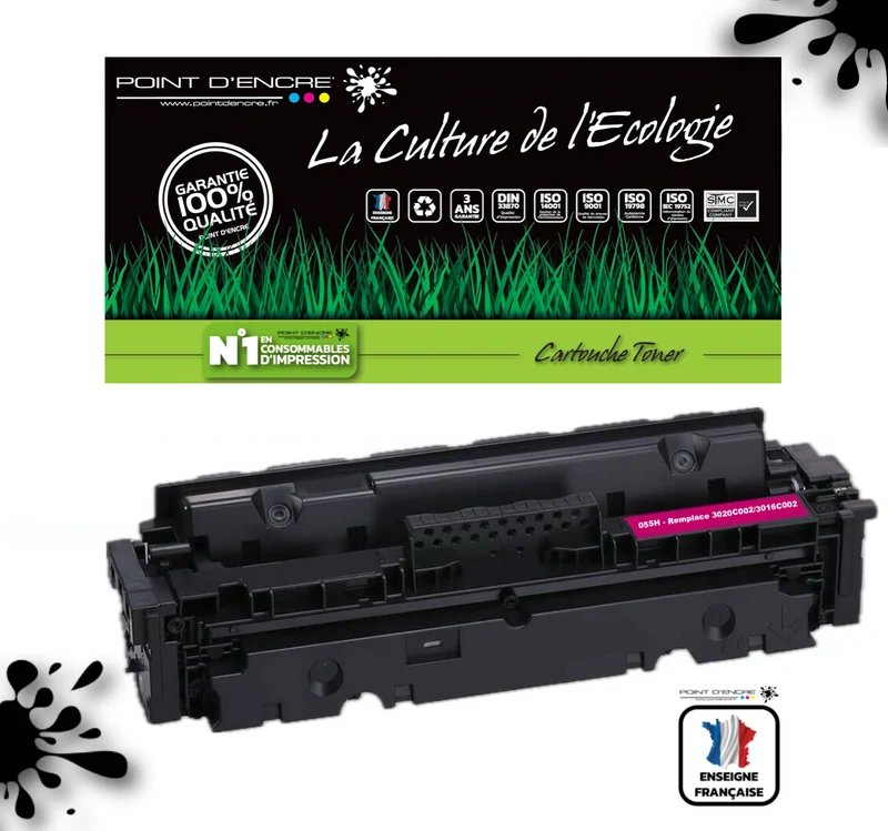 055H / 055 / 3020C002 - MAGENTA - Grande capacité Marque Francaise POINT D'ENCRE pour Imprimantes compatibles Canon (clca)