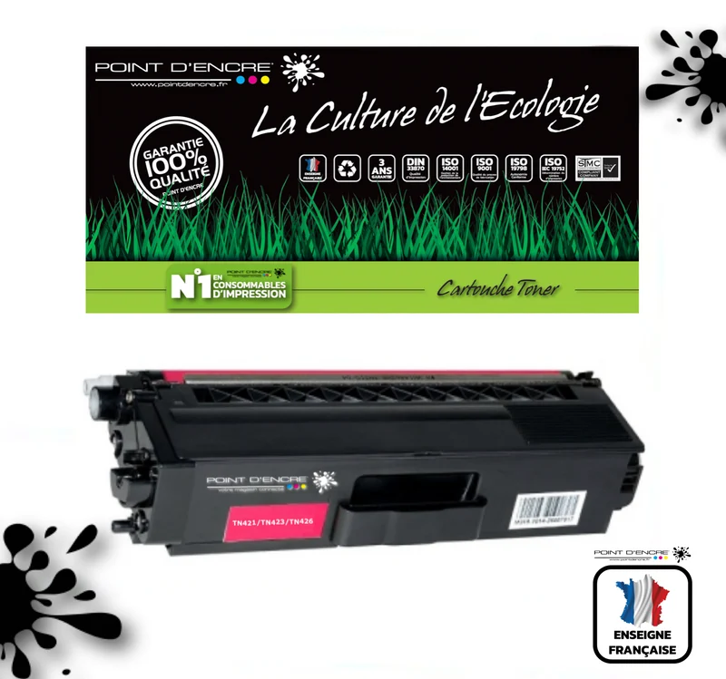 TN421 / TN423 / TN426 - MAGENTA - Grande capacité Marque Francaise POINT D'ENCRE pour Imprimantes compatibles Brother (clbr)