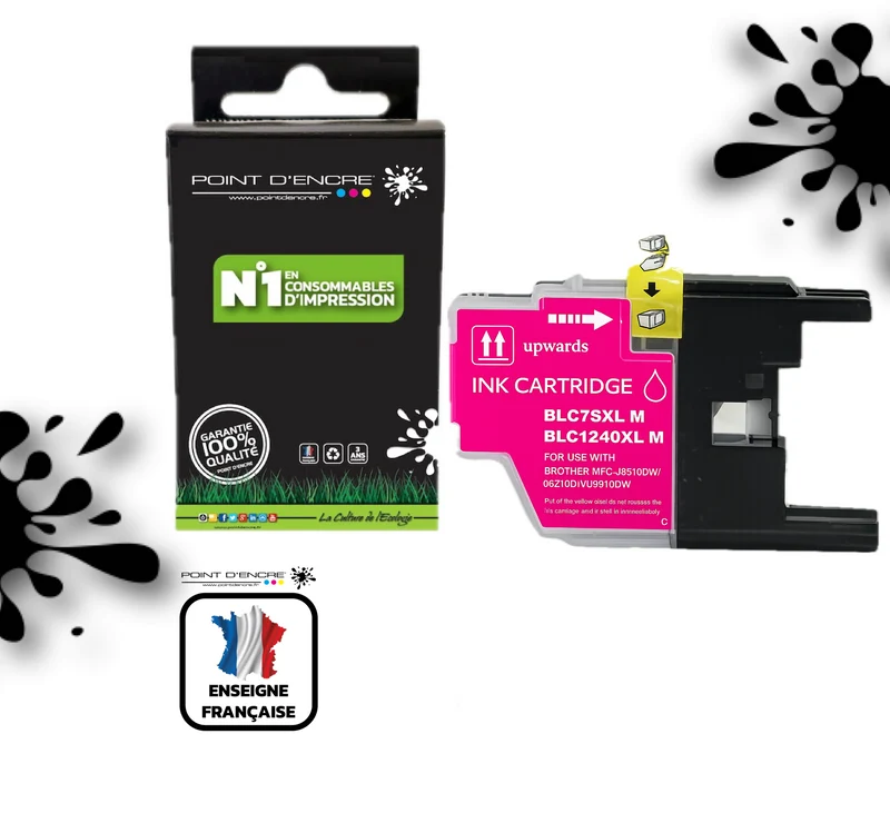 LC1240XL/LC1220XL/LC1280XL - MAGENTA - Grande capacité de Marque Française POINT D'ENCRE Pour imprimante compatible BROTHER (ceb)