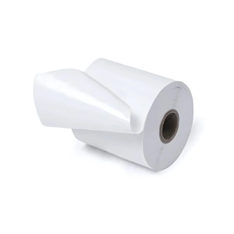 Étiquettes thermiques linerless 80 x 80 x 25 mm - 50 m, adhésif repositionnable (carton de 36 rouleaux)