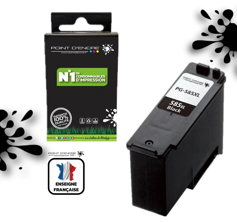 PG-585XL - NOIR - Grande capacité de Marque Française POINT D'ENCRE - Pour imprimante compatible CANON (cec)