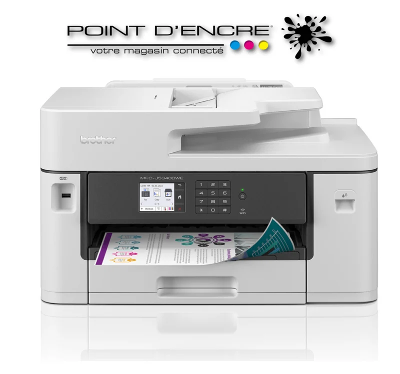 MFC-J5340DWE - Imprimante jet d'encre couleur multifonction sans fil professionnelle A4 et A3, , 28 ppm- Eligible à notre ABONNEMENT infinite POINT D'ENCRE. imprimante Brother (ipb) -2000 Copies / Mois