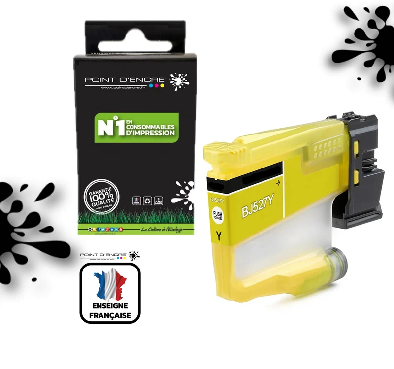 LC527XL / LC527 - JAUNE - Grande capacité de Marque Française POINT D'ENCRE Pour imprimante compatible BROTHER (ceb)