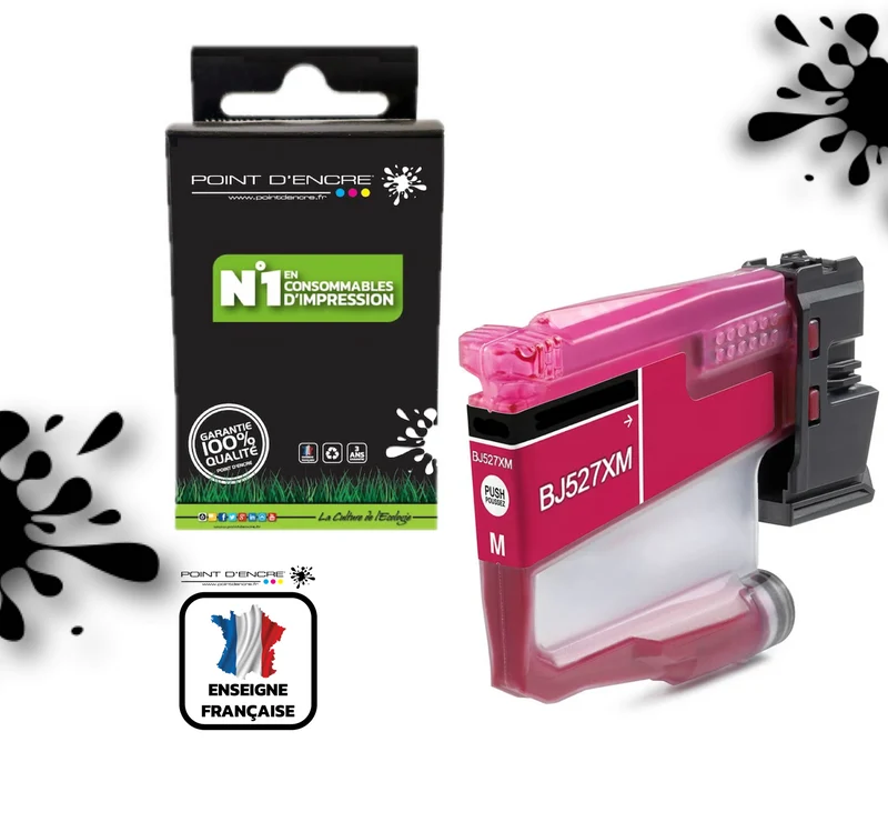 LC527XL / LC527 - MAGENTA - Grande capacité de Marque Française POINT D'ENCRE Pour imprimante compatible BROTHER (ceb)
