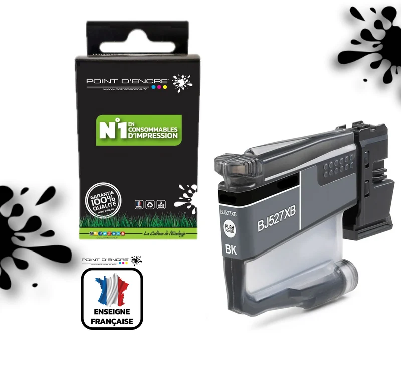 LC527XL / LC527 - NOIR - Grande capacité de Marque Française POINT D'ENCRE Pour imprimante compatible BROTHER (ceb)