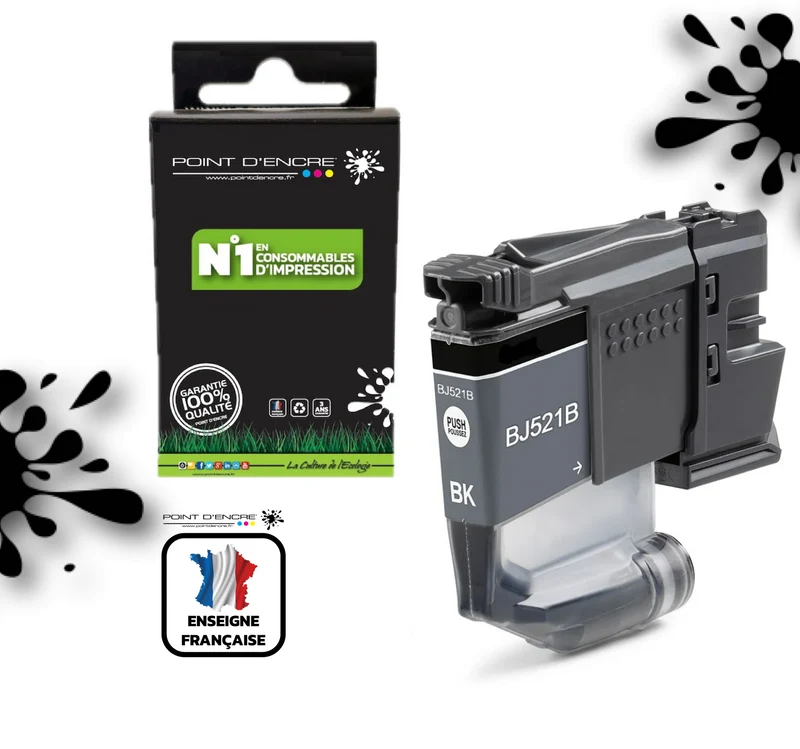 LC521 - NOIR - Grande capacité de Marque Française POINT D'ENCRE Pour imprimante compatible BROTHER (ceb)