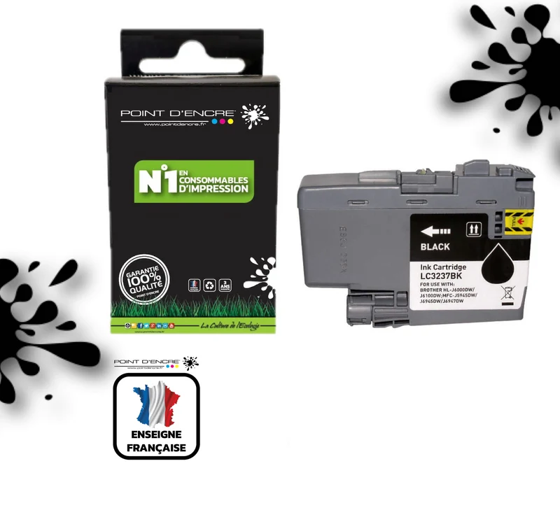 LC3237 - NOIR - Grande capacité de Marque Française POINT D'ENCRE Pour imprimante compatible BROTHER (ceb)