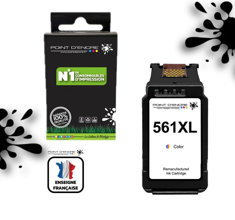 CL-561XL - COULEUR - Grande capacité de Marque Française POINT D'ENCRE - Pour imprimante compatible CANON (cec)