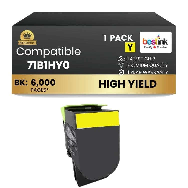 Compatible Lexmark 71B1HY0 Yellow Toner Cartridge 1 Pack
