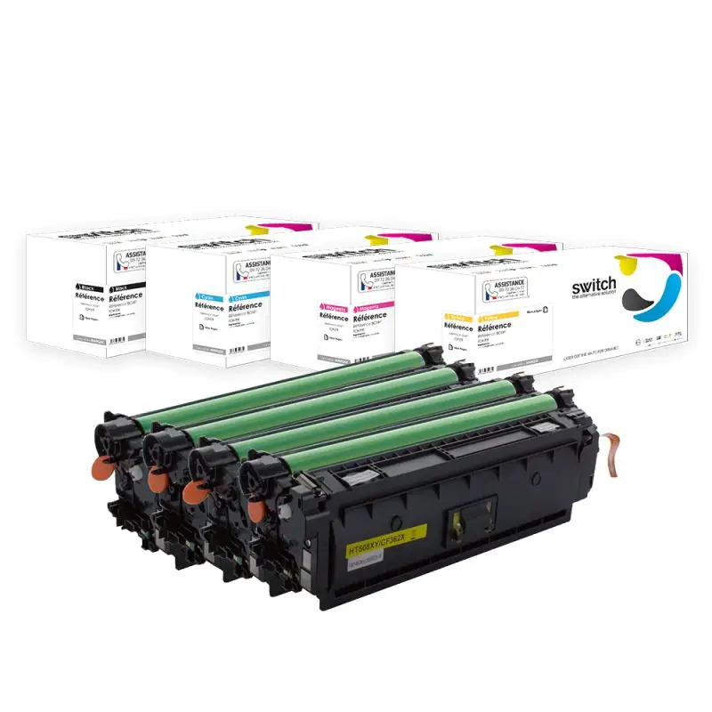 HP 212A Toner Pack 4 Couleurs compatible équivalent à W2120A, W2121A, W2122A · Switch