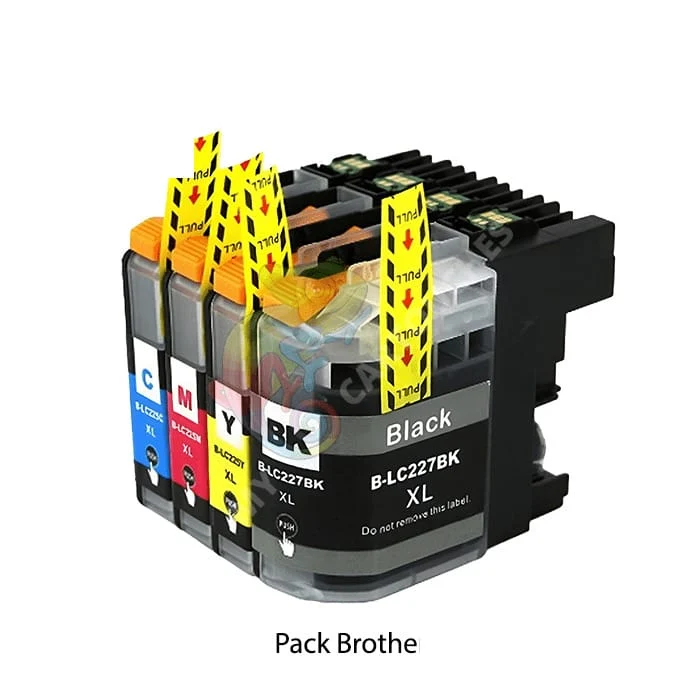 Brother 225 XL - Pack 4 Cartouche d'encre Brother LC225 LC227 Compatible