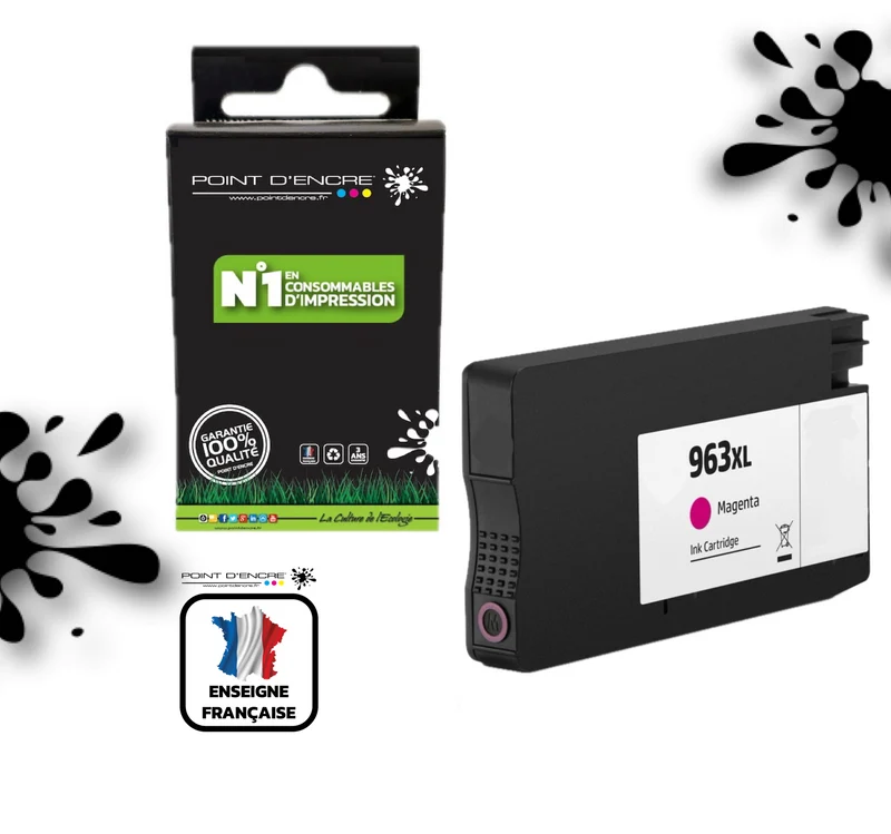 963XL - MAGENTA - Grande capacité de Marque Française POINT D'ENCRE Pour imprimante compatible HP (cehp)