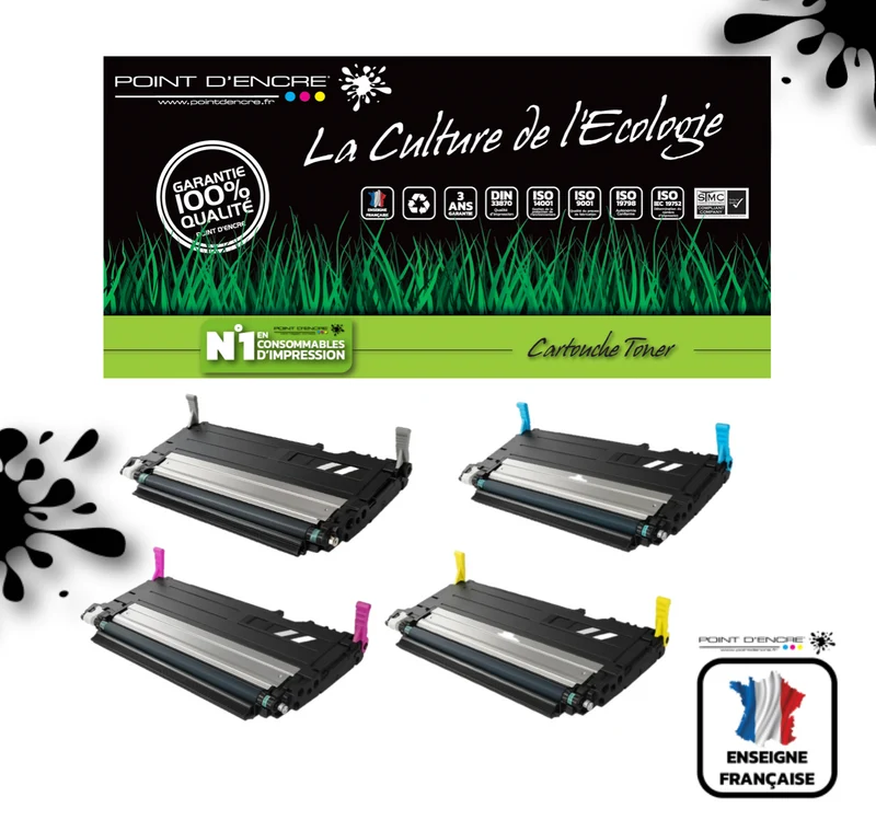 117A / NOIR / CYAN / MAGENTA / JAUNE - Grande capacité Marque Francaise POINT D'ENCRE pour Imprimantes compatibles HP (clhp) W2070A - W2071A -W2073A - W2072A