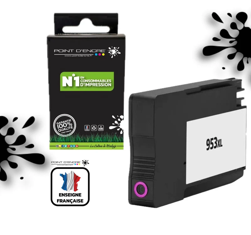 953XL - MAGENTA - Grande capacité de Marque Française POINT D'ENCRE Pour imprimante compatible HP (cehp)
