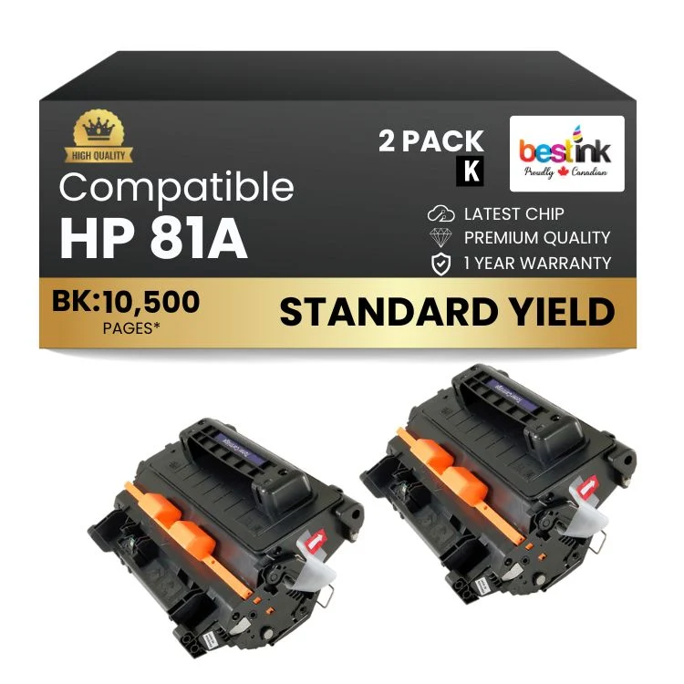 Compatible HP 81A CF281A Black Toner Cartridge (2 Pack)