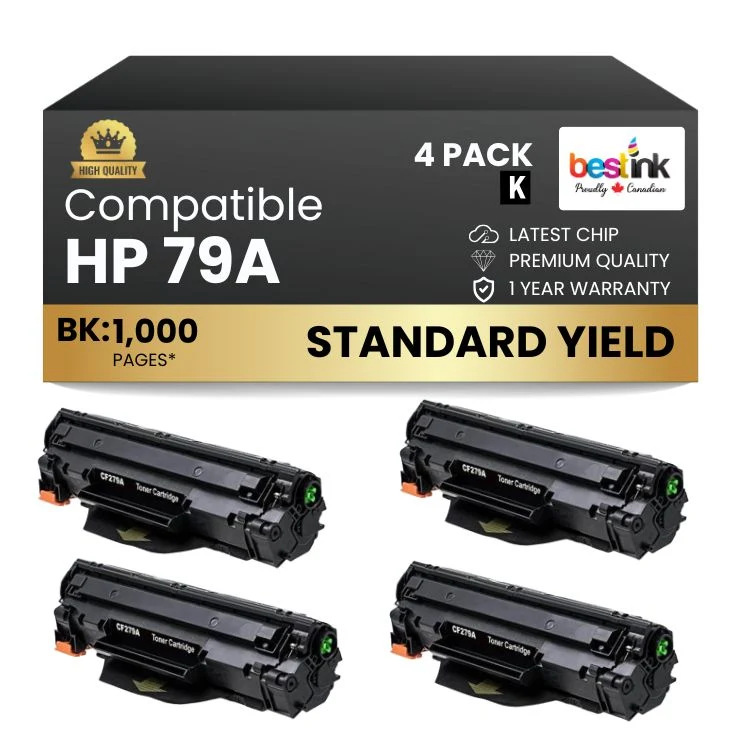 Compatible HP 79A CF279A Black Toner Cartridge (4 Pack)