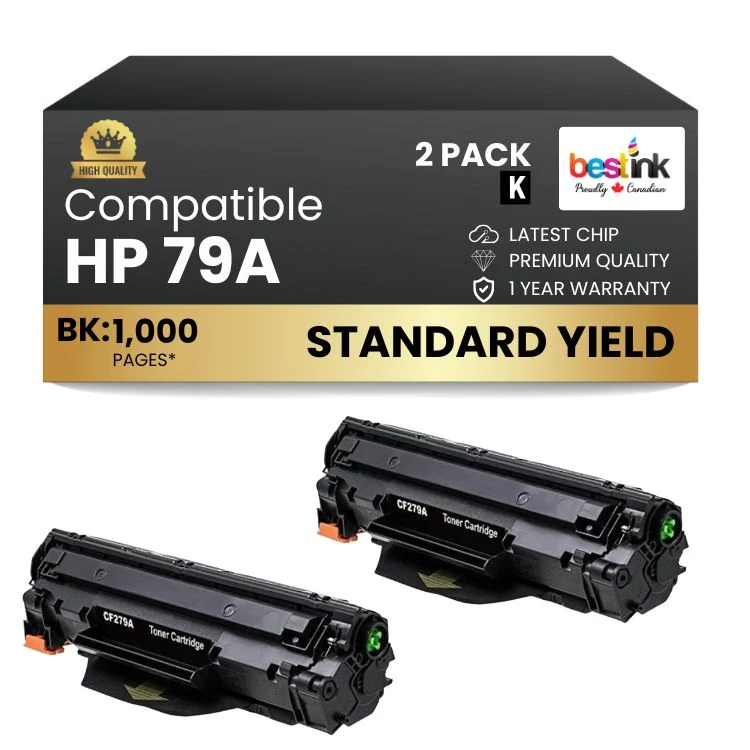 Compatible HP 79A CF279A Black Toner Cartridge (2 Pack)