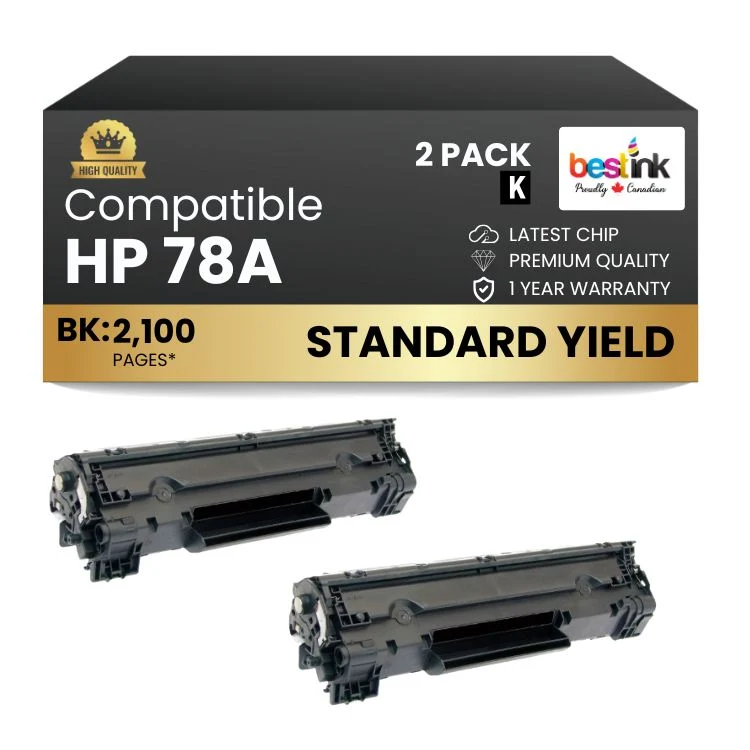 Compatible HP 78A CE278A Black Toner Cartridge (2 Pack)