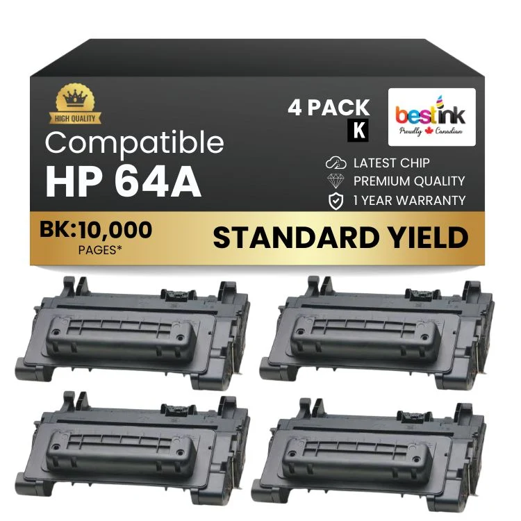 Compatible HP 64A CC364A Black Toner Cartridge (4 Pack)