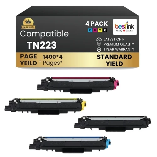 Brother TN223 Compatible Toner Cartridge Standard Yield - With Chip BK/C/M/Y ( 4 Pack )