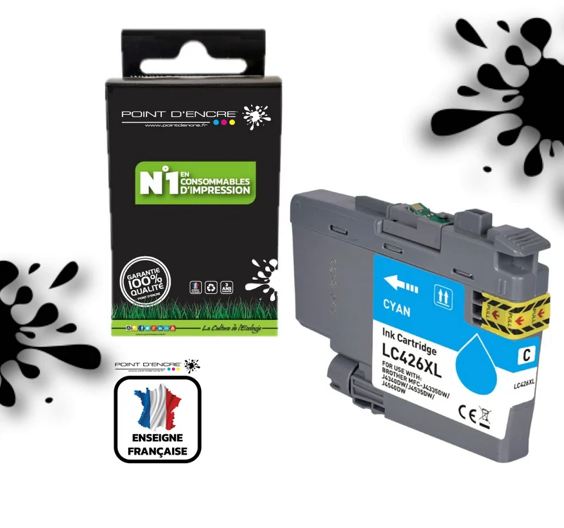 LC426XL - CYAN - Grande capacité de Marque Française POINT D'ENCRE Pour imprimante compatible BROTHER (ceb)
