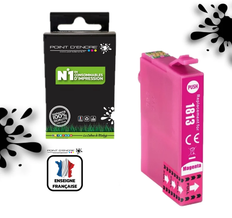 18XL - Pâquerette - MAGENTA - Grande capacité de Marque Francaise POINT D'ENCRE Pour imprimante compatible EPSON (cee)