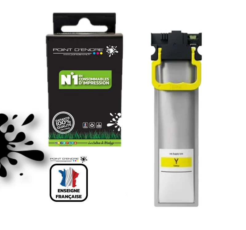T9454/T9444 - JAUNE - Grande capacité de Marque Française POINT D'ENCRE Pour imprimante compatible EPSON (cee)