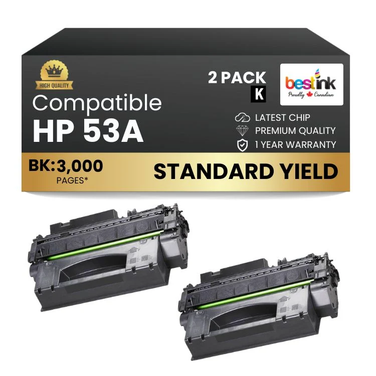 Compatible HP 53A Q7553A Black Toner Cartridge (2 Pack)