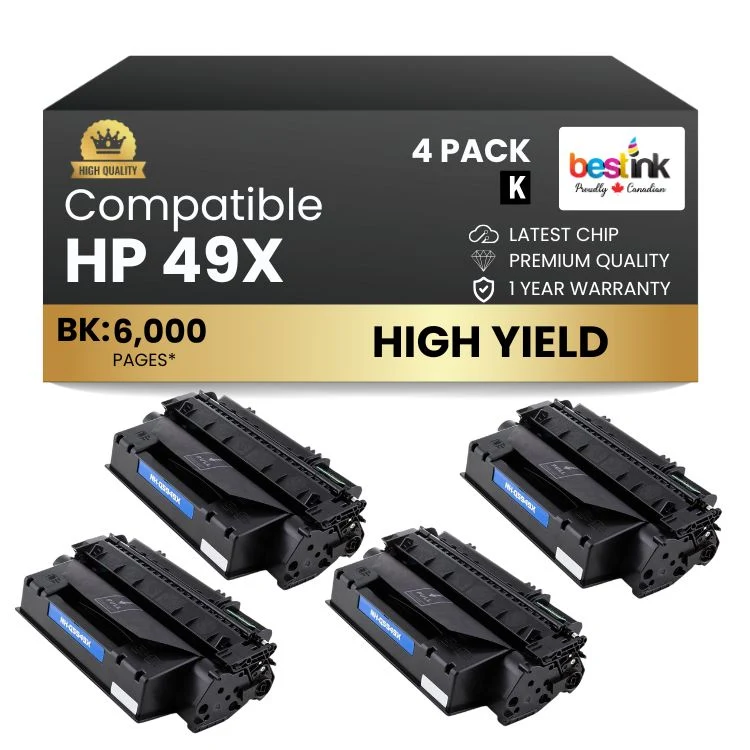 Compatible HP 49X Q5949X Black Toner Cartridge High Yield (4 Pack)