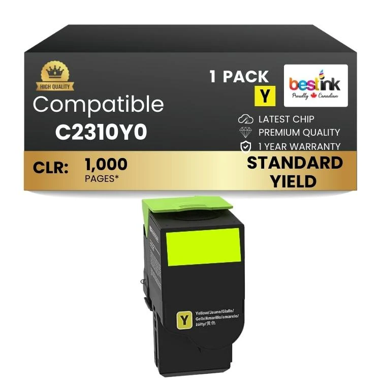 Compatible Lexmark C2310Y0 Toner Cartridge Yellow 1 Pack