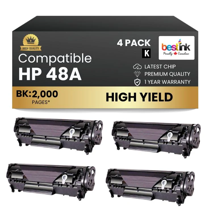 Compatible HP 48A CF248A Black Toner Cartridge High Yield (4 Pack)