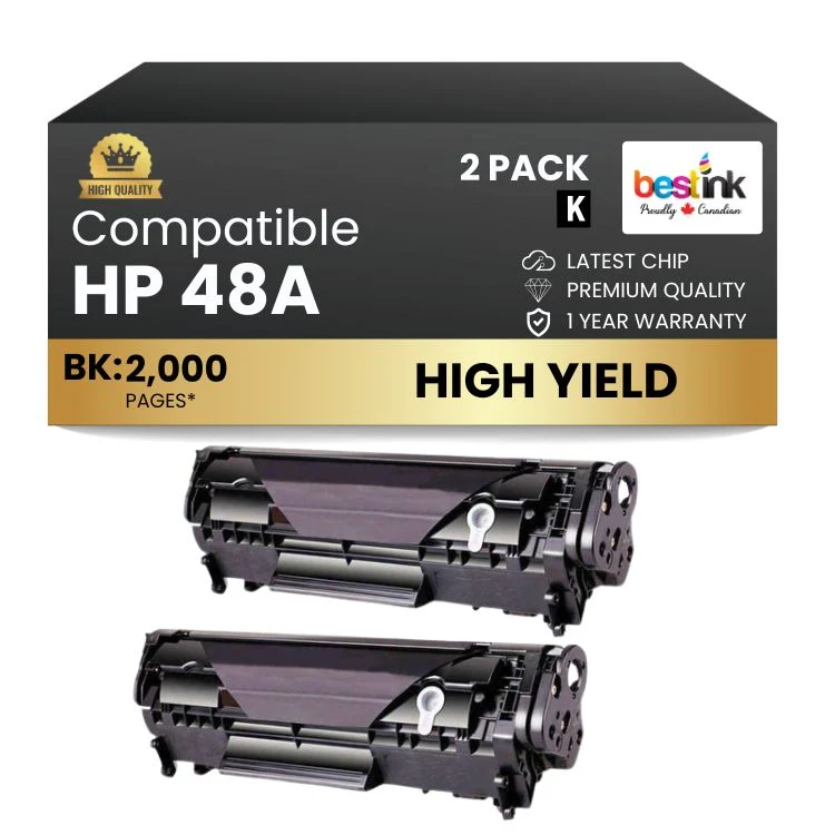 Compatible HP 48A CF248A Black Toner Cartridge High Yield (2 Pack)