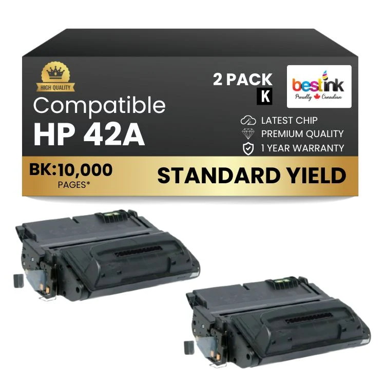 Compatible HP 42A Q5942A Black Toner Cartridge (2 Pack)