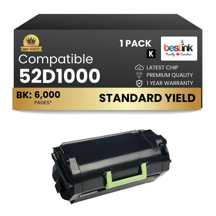Compatible Lexmark 52D1000 Black Toner 1 Pack