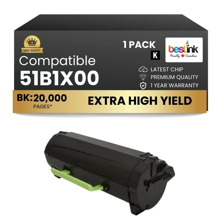Compatible Lexmark 51B1X00 Black Toner 1 Pack