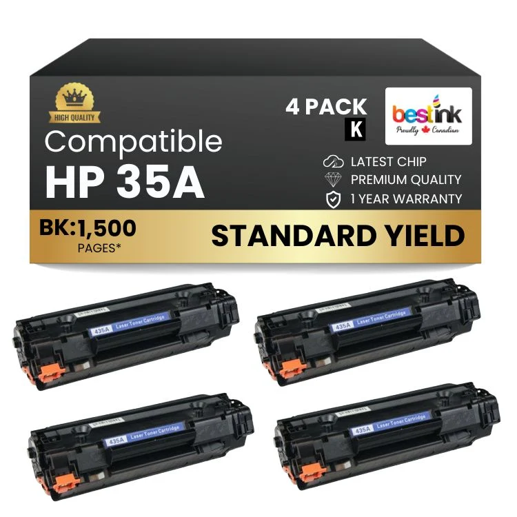 Compatible HP 35A CB435A Black Toner Cartridge (4 Pack)