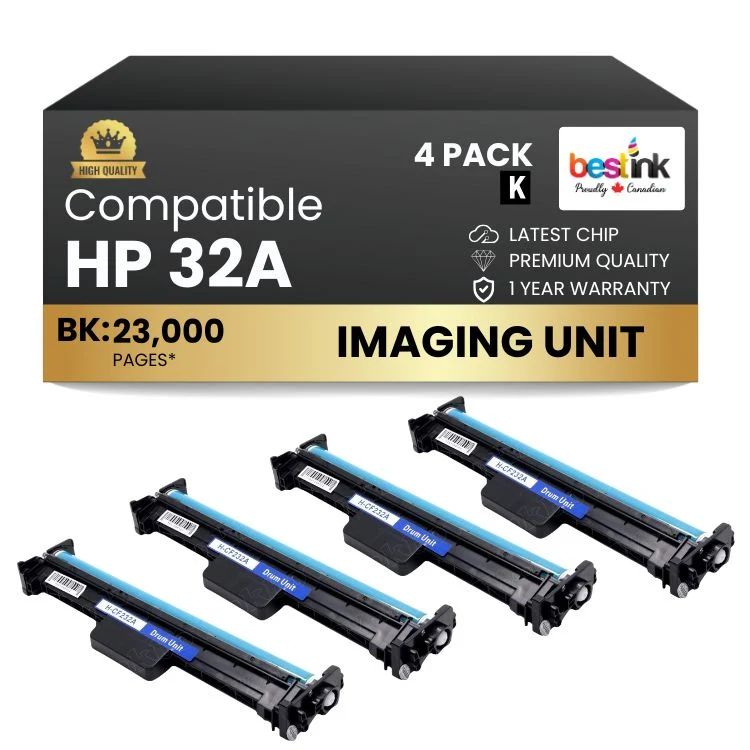 Compatible HP 32A CF232A Black Drum - With Chip (4 Pack)