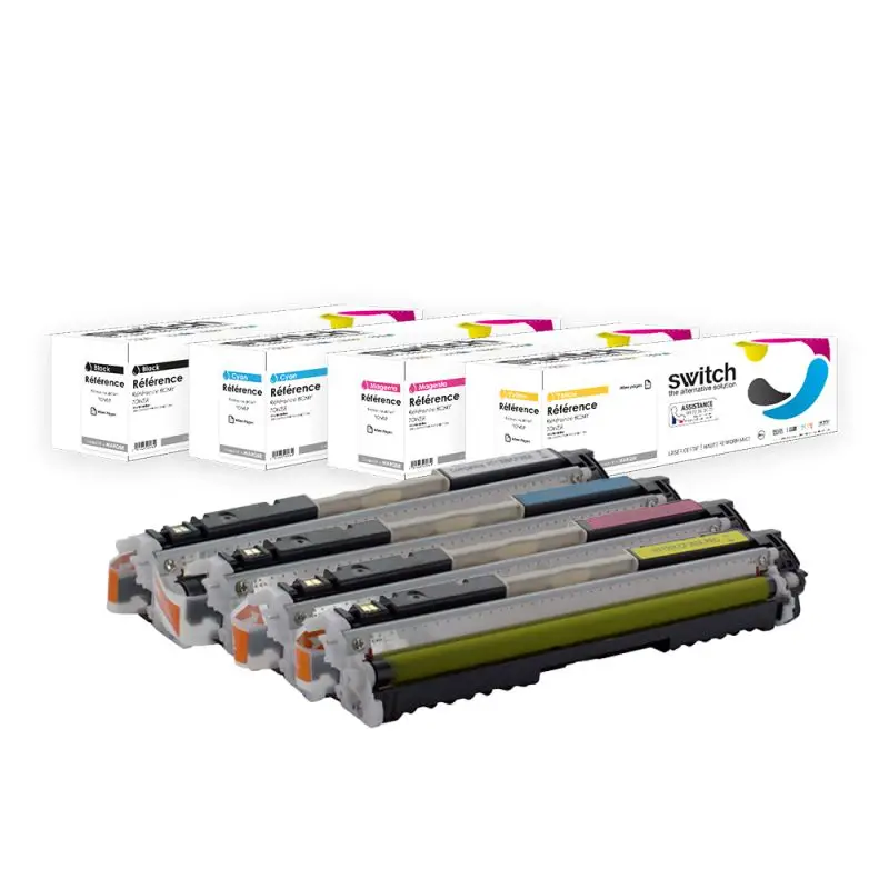 HP 130A Toner Pack 4 Couleurs compatible équivalent à CF350A, CF351A, CF352A · Switch