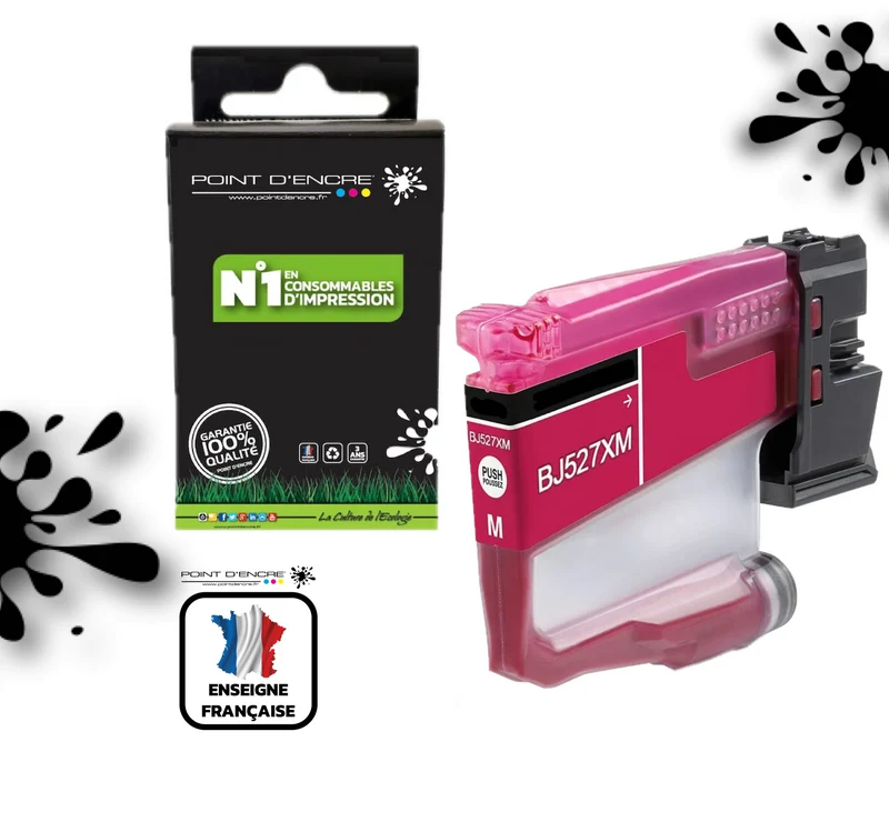 LC527 - MAGENTA - Grande capacité de Marque Française POINT D'ENCRE Pour imprimante compatible BROTHER LC527XL(ceb)