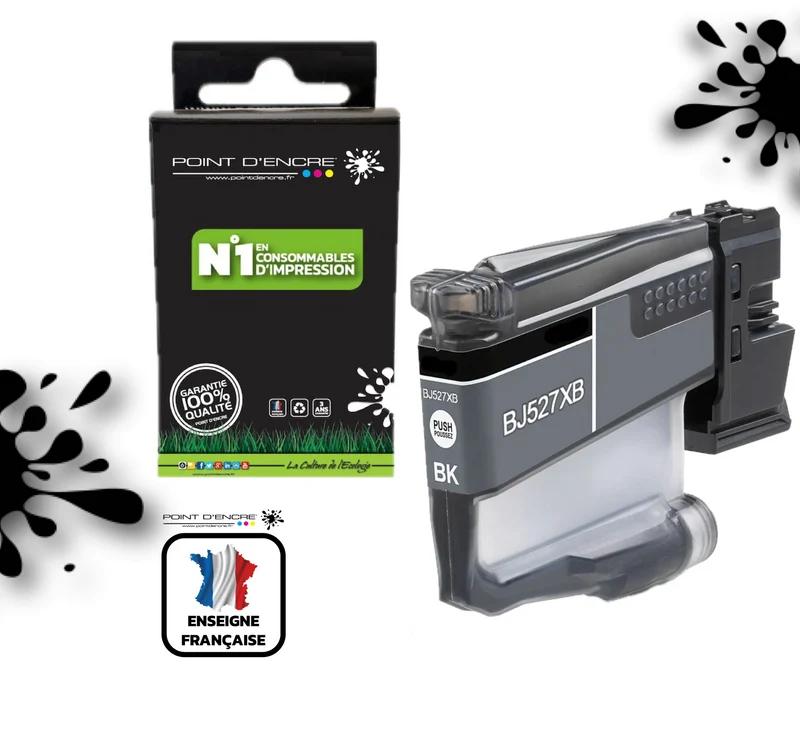 LC527 - NOIR - Grande capacité de Marque Française POINT D'ENCRE Pour imprimante compatible BROTHER LC527XL (ceb)