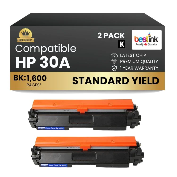Compatible HP 30A CF230A Black Toner Cartridge (2 Pack)