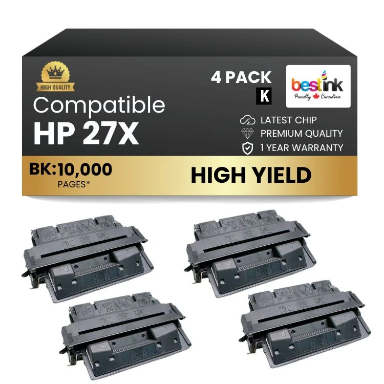 Compatible HP 27X C4127X Black Toner Cartridge (4 Pack)