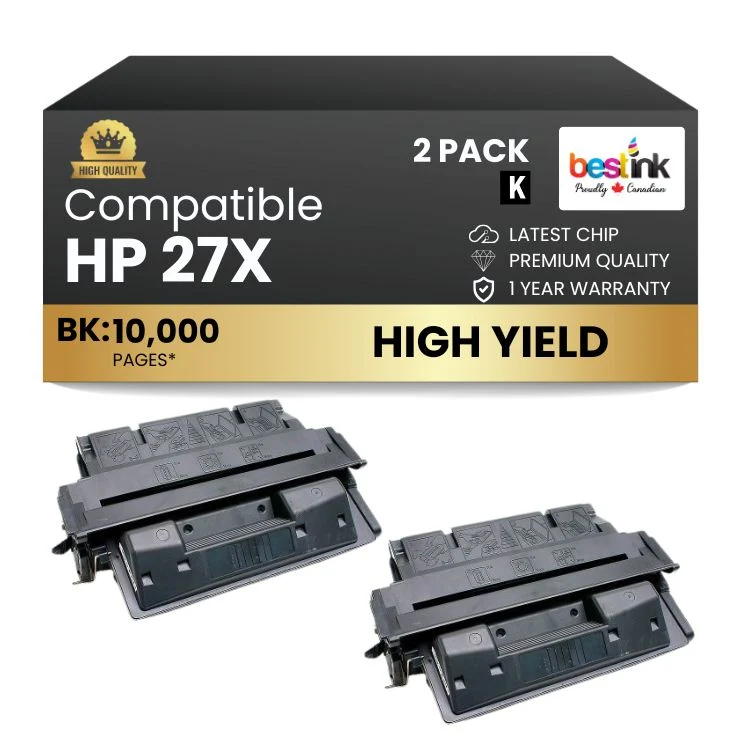 Compatible HP 27X C4127X Black Toner Cartridge (2 Pack)