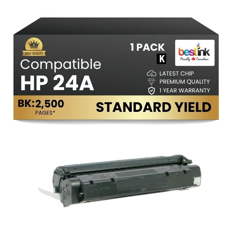 Compatible HP 24A Q2624A Black Toner Cartridge (1 Pack)