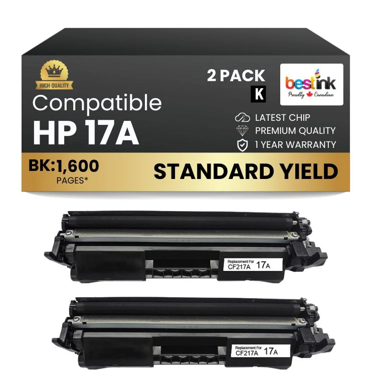Compatible HP 17A CF217A Black Toner Cartridge (2 Pack)