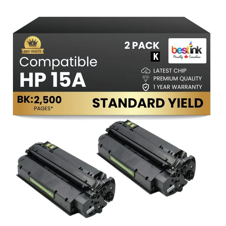 Compatible HP 15A C7115A Black Toner Cartridge (2 Pack)