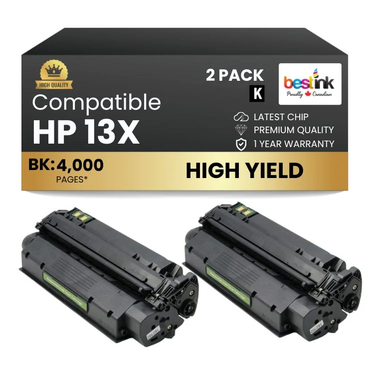 Compatible HP 13X Q2613X Black Toner Cartridge High Yield (2 Pack)